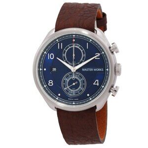 NWT Authentic Master Works Chronograph Quartz Blue Dial Watch